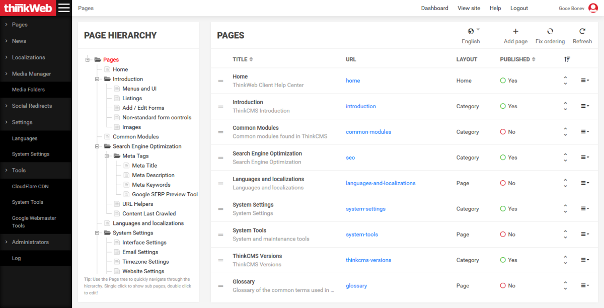 ThinkCMS - Custom Content Management System